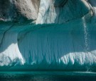 Amassing ice bergs at the mouth of the Ilulissat Ice fjord. According to researchers at the Danish Meteorological Institute, the Greenland ice sheet is shrinking at an alarming speed. 