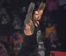 Roman Reigns reacts during the WWE Smackdown on September 1, 2015 at the American Airlines Arena in Miami, Florida. 