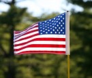 A detail of an American Flag is seen during the third round of the AT&T National at Aronimink Golf Club