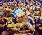 Michael Sam With Cotton Bowl Trophy After Missouri Win