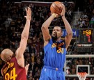 Kevin Durant #35 of the Golden State Warriors shoots the ball against the Cleveland Cavaliers during the game on December 25, 2016 at Quicken Loans Arena in Cleveland, Ohio. 