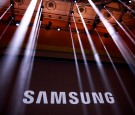 The Samsung logo is displayed on a screen prior to the start of a launch event for the Samsung Galaxy Note 7 at the Hammerstein Ballroom, August 2, 2016 in New York City