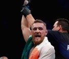 Conor McGregor of Ireland celebrates his KO victory over Eddie Alvarez of the United States in their lightweight championship bout during the UFC 205 event at Madison Square Garden on November 12,2016