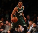 Giannis Antetokounmpo #34 of the Milwaukee Bucks in action against the Brooklyn Nets during their game at Barclays Center on December 1, 2016 in New York City