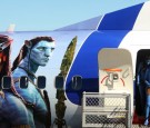 Models dressed up as characters from the film 'Avatar' depart an Avatar branded plane during the launch of 'AVATAR' Blu-ray and DVD at Sydney Domestic Airport on April 29, 2010 in Sydney, Australia.