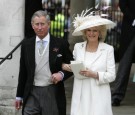 Prince Charles, the Prince of Wales, and his wife Camilla, the Duchess of Cornwall, depart the Civil Ceremony where they were legally married, at The Guildhall, Windsor on April 9, 2005 in Berkshire, 