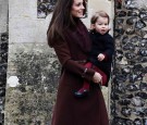 Catherine, Duchess of Cambridge and Princess Charlotte of Cambridge arrive to attend the service at St Mark's Church on Christmas Day on December 25, 2016 in Bucklebury, Berkshire.