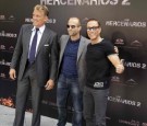  (L-R) Dolph Lundgren, Jason Statham and Jean-Claude Van Damme attend 'The Expendables 2' ('Los Mercenarios 2') photocall at Ritz hotel on August 8, 2012 in Madrid, Spain.