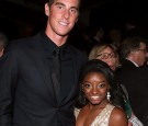  Olympic athletes Conor Dwyer (L) and Simone Biles attend The Weinstein Company and Netflix Golden Globe Party.