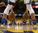 Stephen Curry #30 of the Golden State Warriors warms up before their game against the Portland Trail Blazers in Game Five of the Western Conference Semifinals.