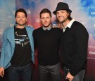  Actors Misha Collins, Jensen Ackles and Jared Padalecki attend the CW's Fan Party to Celebrate the 200th episode of 'Supernatural' on November 3, 2014 in Los Angeles, California.