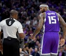 Demarcus Cousins earns his 10th technical of the season after punching a chair on the Kings' bench after being called for a loose-ball foul.