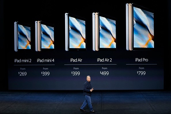 Apple Senior Vice President of Worldwide Marketing Phil Schiller speaks about the prices for iPads on stage during Special Event at Bill Graham Civic Auditorium September 9, 2015 in San Francisco, Ca.