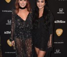 Actors Ashley Tisdale and Vanessa Hudgens attend the Guitar Hero Live Launch Party at YouTube Space LA on October 19, 2015 in Los Angeles, California.