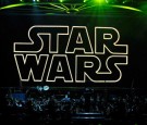 The opening title from the Star Wars film series is shown on screen while musicians perform during 'Star Wars: In Concert' at the Orleans Arena May 29, 2010 in Las Vegas, Nevada.