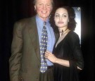 Angelina Jolie with her father Jon Voight , March 10, 2000, at the ShoWest Awards 2000, in which she took the award for 'Supporting Actress of the Year', Las Vegas, Nevada