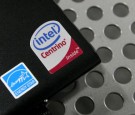 The Intel logo is seen on a desktop computer at a Best Buy store July 15, 2008 in San Francisco, California. 