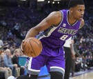 Rudy Gay #8 of the Sacramento Kings looks to drive to the basket against the San Antonio Spurs during the first quarter of an NBA basketball game at Golden 1 Center on October 27, 2016 in Sacramento, 