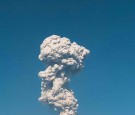 The Colima or Fuego volcano spews ash and smoke on January 23, 2017, as seen from San Antonio, Colima State, Mexico.