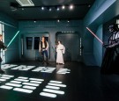 Wax figures of Mark Hamill as the Star Wars character Luke Skywalker, Harrison Ford as the Star Wars character Han Solo, Carrie Fisher as the Star Wars character Leia Organa and the Star Wars charakter Darth Vader are displayed on the occasion of Madame T