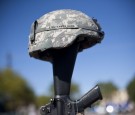 FORT HOOD, TX - NOVEMBER 5: The soldiers memorial reads the date November 5, 2009 at a remembrance service recognizing the 13 victims killed in the Ft. Hood attacks on the one year anniversary in Killeen, Texas on November 5, 2010. Major Nidal Malik Hasan