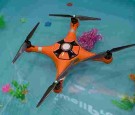 LAS VEGAS, NV - JANUARY 05: A Splash Drone from Swellpro Technology Co. is displayed floating in a pool of water at CES 2017 at the Sands Expo and Convention Center on January 5, 2017 in Las Vegas, Nevada. The drone can take off and land in water is equip