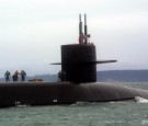 The guided missile submarine USS Ohio (SSGN 726) prepares to stop for a personnel transfer January 29, 2006 in Puget Sound, Washington.