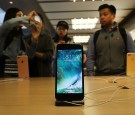 The new iPhone 7 is displayed on a table at an Apple store in Manhattan on September 16, 2016 in New York City. 