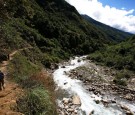 The trek follows the Santa Teresa river in the cloud forest through Coffee, Banana and Passion Fruit plantations, Collpapampa, Peru, June 29, 2007. 