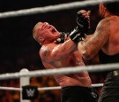 Brock Lesnar and The Undertaker battle it out at the WWE SummerSlam 2015 at Barclays Center of Brooklyn on August 23, 2015 in New York City. 