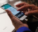 A person tries a new Google Pixel phone at the Google pop-up shop in the SoHo neighborhood on October 20, 2016 in New York City.