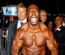 Dolph Lundgren and Terry Crews attend the ringing of the opening bell at the New York Stock Exchange 