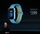 Apple CEO Tim Cook speaks about the Apple Watch during an Apple special event at the Apple headquarters on March 21, 2016 in Cupertino, California.