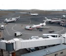 American Eagle planes, which run daily commuter flights to New York, stand parked on the tarmac November 12, 2001 at Logan Airport in Boston MA.