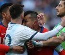 Lionel Messi was shown only the second red card of his career as Argentina beat Chile 2-1 in a hot-tempered Copa America third-place play-off.