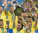 Gabriel Jesus scored one goal and assisted another before being sent off as Brazil won a first Copa America title in 12 years, beating Peru 3-1.