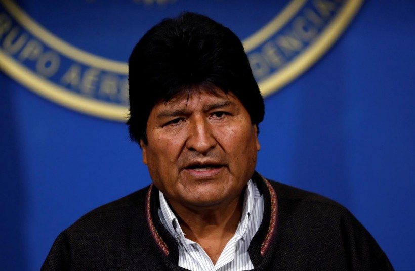 Bolivian President Evo Morales announcing his resignation