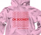 Ok Boomer used as a statement shirt and in other merchandise products