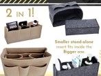 Handbag Organizer - 2in1 felt, purse organizer insert with inner zipped pocket