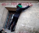 Protest against gender-based violence after the murder of seven-year-old Fatima Cecilia Aldrighett, outside the National Palace in Mexico City