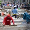People construct burial vaults in the Angela Maria Canalis cemetery as the coronavirus disease (COVID-19) overwhelms sanitary authorities, in Guayaquil