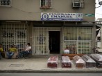 Coffins outside the funeral homes in Ecuador 