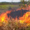 A small fire burns by the side of the road between Porto Velho and Humaita in Brazil's Amazonas state, September 5, 2019. 