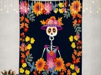 Shrahala Mexican Tapestry, Dia De Muertos Mariachi Band of Skeletons and Wall Hanging Large Tapestry Psychedelic Tapestry Decorations Bedroom Living Room...