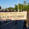 Protest against police brutality of a man hit by a Florissant detective and death in Minneapolis police custody of George Floyd in Florissant, Missouri