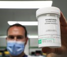 A pharmacist displays a box of Dexamethasone at the Erasme Hospital amid the coronavirus disease (COVID-19) outbreak, in Brussels