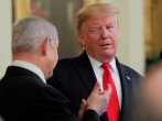 U.S. President Trump and Israel's Prime Minister Netanyahu discuss Middle East peace proposal at White House in Washington