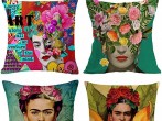 gircat 4 pcs Oil Painting Frida Kahlo Self-Portrait Cotton Linen Throw Pillow Case Car,Cushion Couch,Sofa,Bed Cover 18