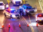 A heavy police presence remains into the night at the shooting