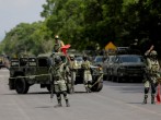 Members of the National Guard are seen at a military check point after Mexican security forces captured Jose Antonio Yepez known as 